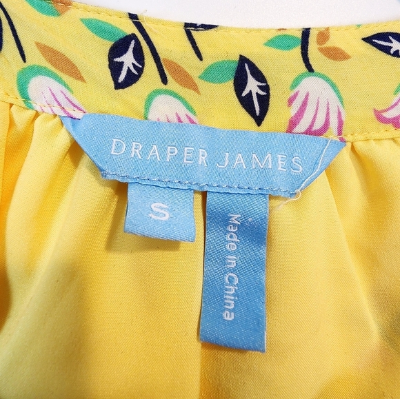 Draper James Women's Floral Button Front V-neck Dress Pastel Yellow Easter Dress - Picture 5 of 9